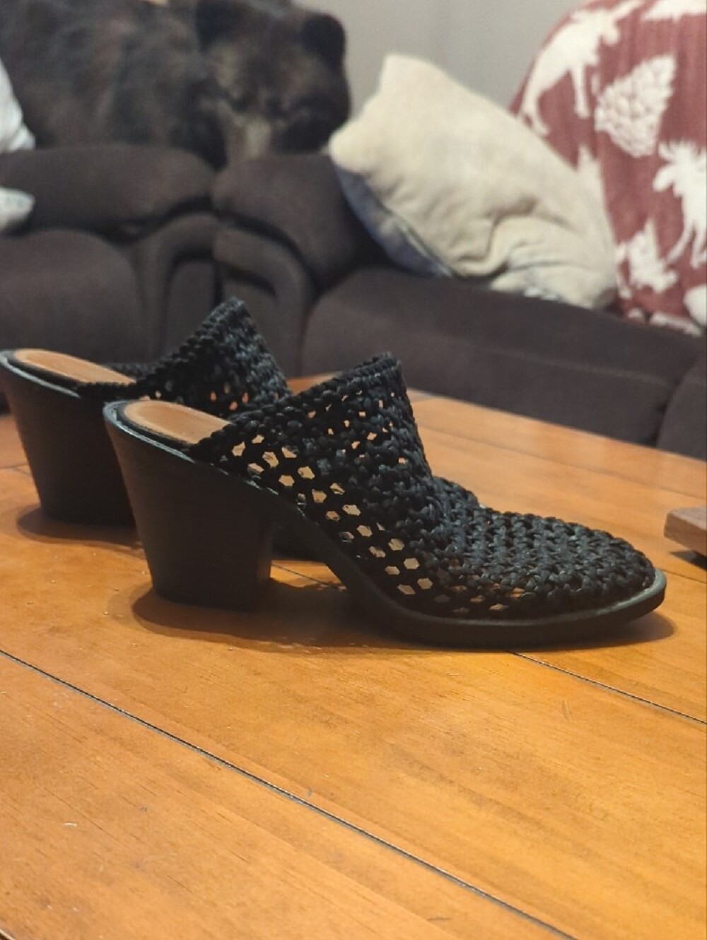 Woven Slide Mules - Black
